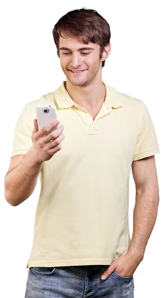 Homem bonito usando telefone — Fotografia de Stock