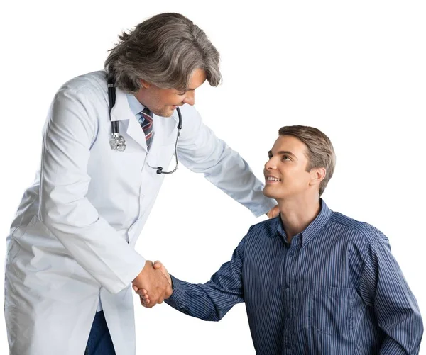 Male Doctor Surgeon Handshake His Patient — Stock Photo, Image