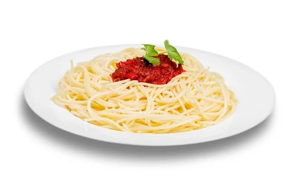 Makaron spaghetti z pomidorami — Zdjęcie stockowe