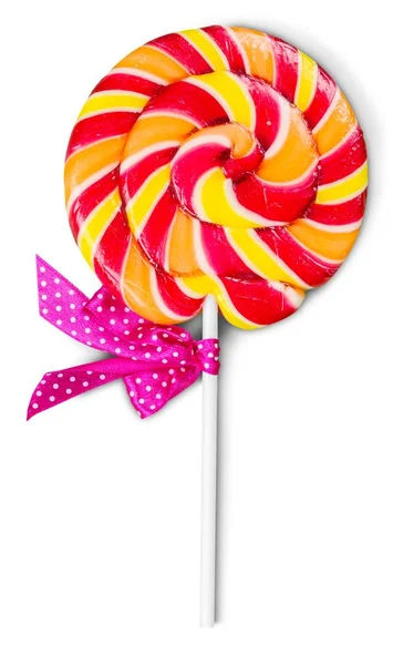 Spirale Lollypop Auf Stick Isoliert Auf Weißem Hintergrund — Stockfoto