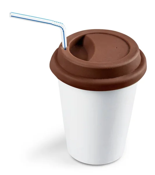 Káva Pohárek Izolovaných Bílém Pozadí — Stock fotografie