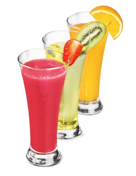 Närbild Färsk Frukt Drink Set Isolerad Vit Bakgrund — Stockfoto
