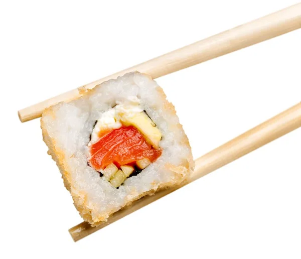 Yemek çubukları ile suşi roll — Stok fotoğraf