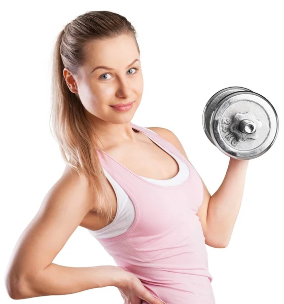 Vrouw uitoefenen met dumbbell — Stockfoto