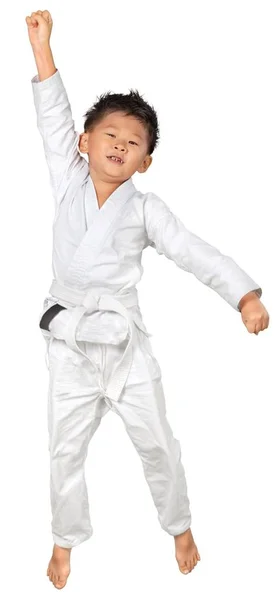 Asiática poco karate chico — Foto de Stock