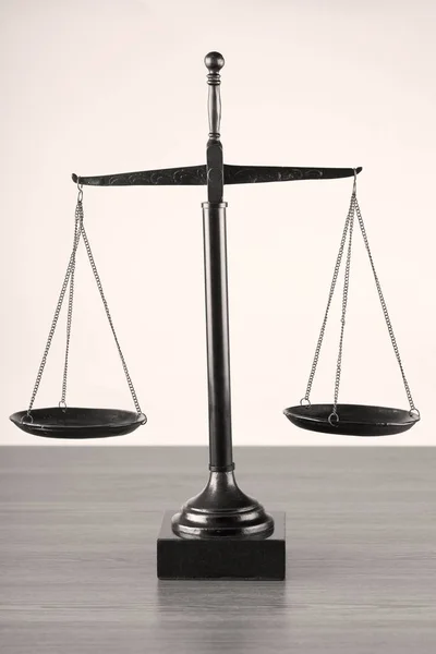 Law scales on table — Stock Photo, Image