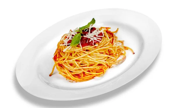 Makaron spaghetti z pomidorami — Zdjęcie stockowe