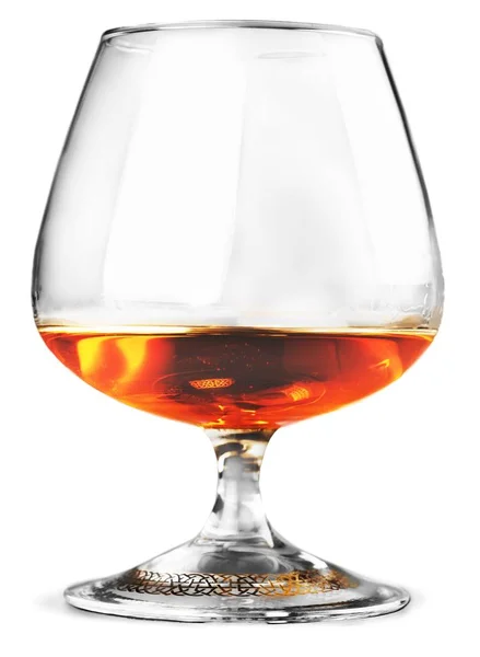 Transparant Glas Met Whisky Geïsoleerd Witte Achtergrond — Stockfoto
