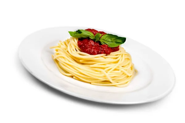 Pasta de espagueti con tomates — Foto de Stock