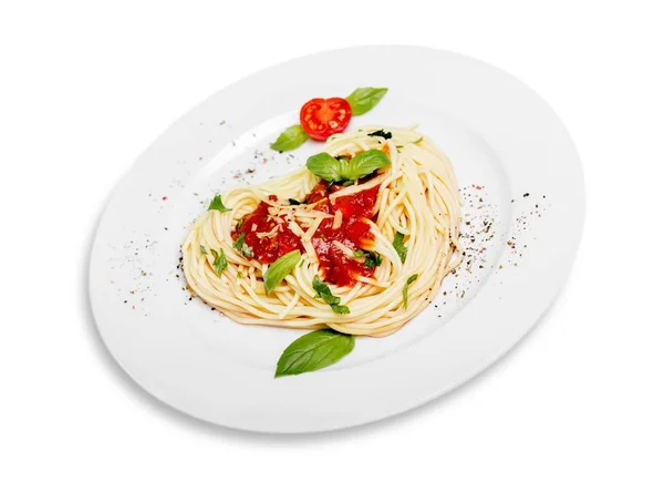 Spaghetti mit Tomaten — Stockfoto