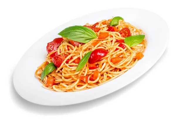Spaghetti pasta met tomaten — Stockfoto