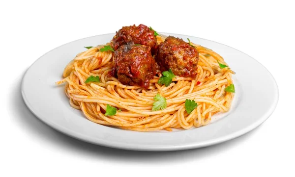 Spaghetti mit Frikadellen — Stockfoto