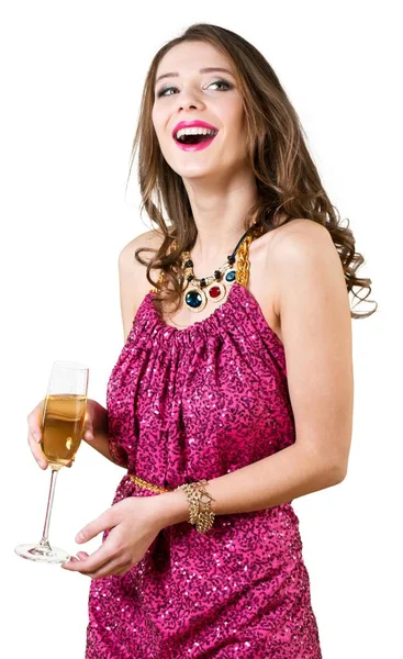 Şampanya ile genç ve güzel kadın — Stok fotoğraf