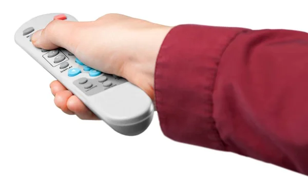 Hand met tv-controller — Stockfoto