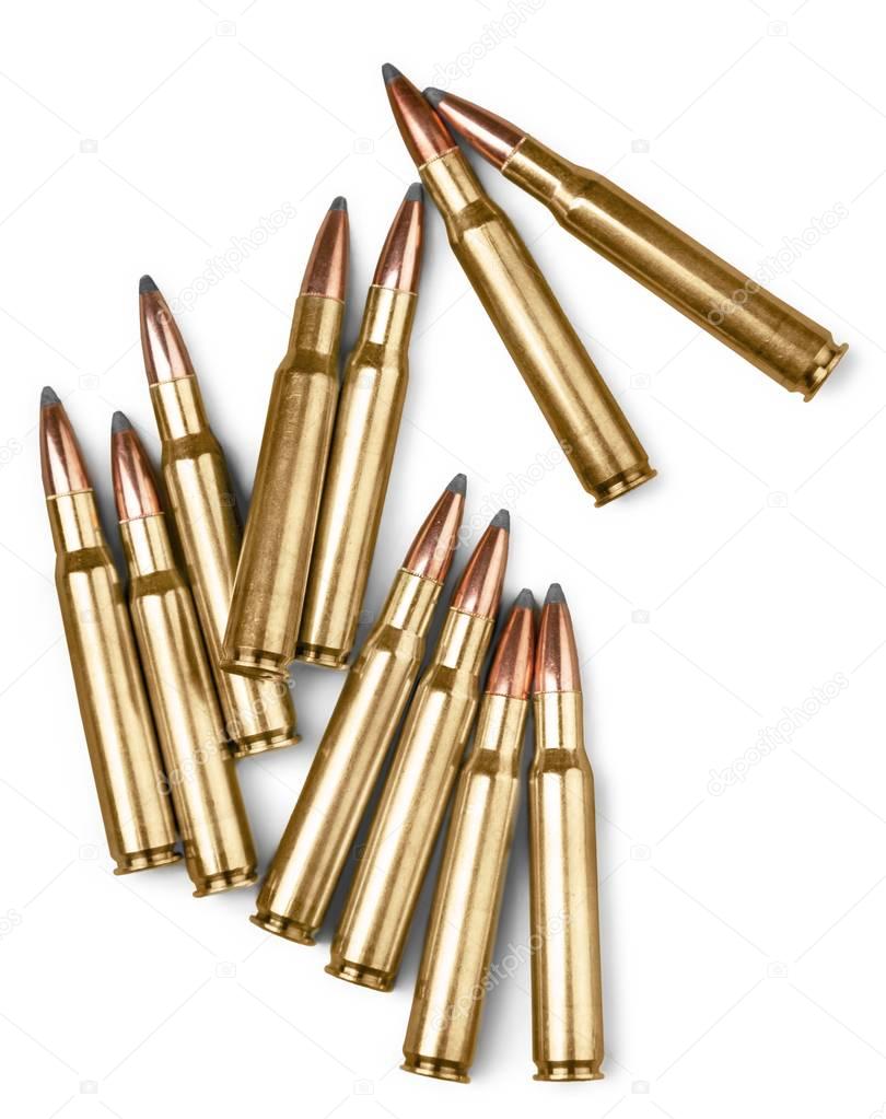 Bullets isolated on  background