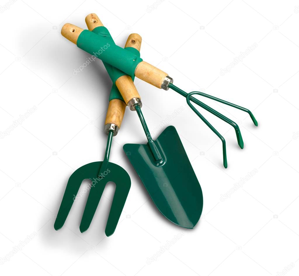 Gardening tools isolated on white background