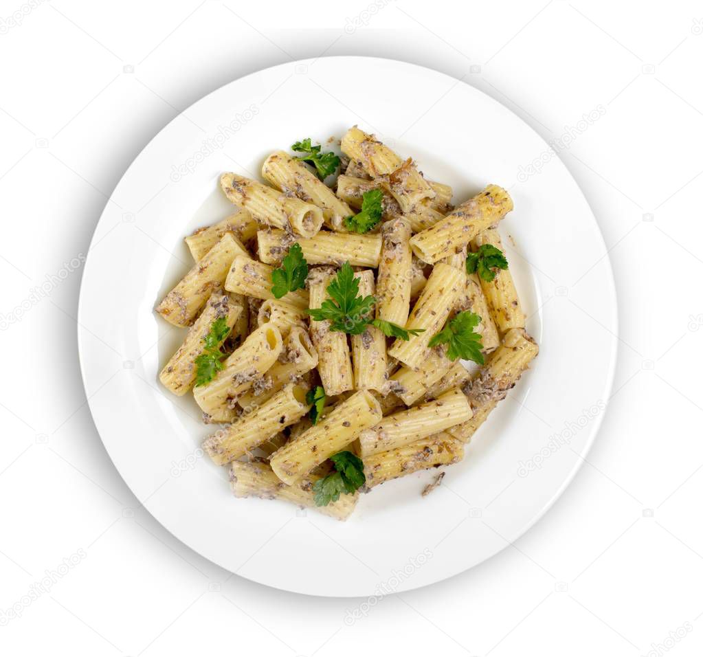 tasty  navy-style macaroni on a plate