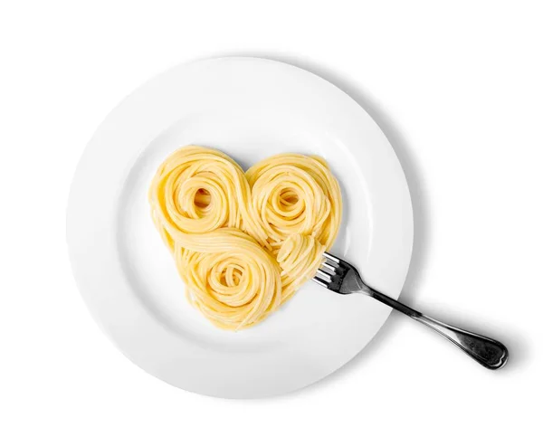 Spaghettin in heart shape — Stock Photo, Image