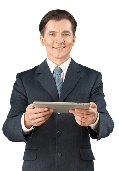 Geschäftsmann mit Tablet-PC — Stockfoto