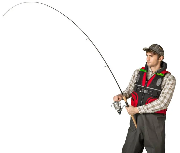 Male fisherman with fishing rod — Stock Photo, Image