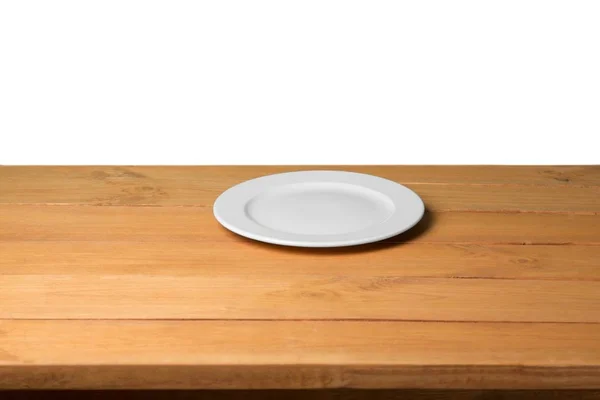 Empty Plate Table Isolated White Background — Stock Photo, Image