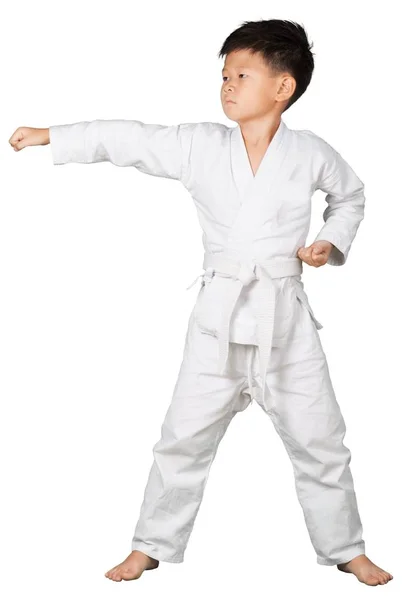 Азіатський маленький хлопчик карате — стокове фото