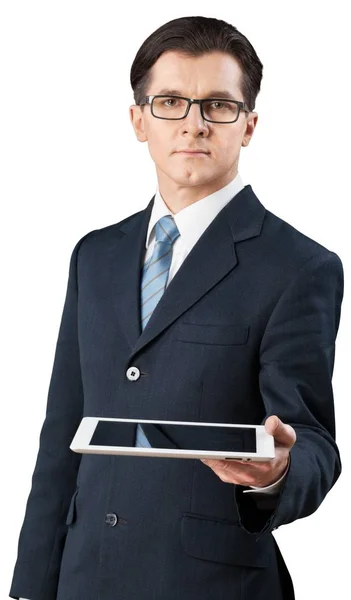 Geschäftsmann mit Tablet-PC — Stockfoto