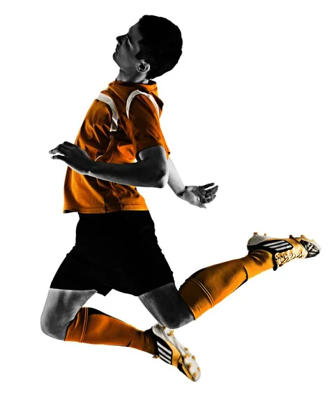 Young Male Soccer Player Isolated White Background — Stock Photo, Image