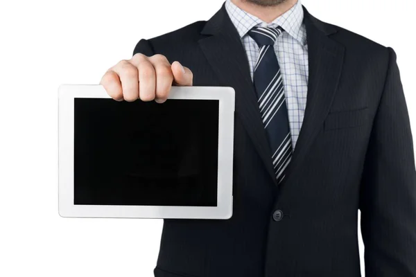 Businessman showing tablet pc — Stock Photo, Image