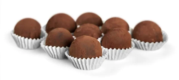 Savoureux Biscuits Chocolat Isolés Sur Fond Blanc — Photo