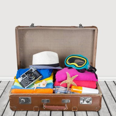 seyahat nesnelerle Retro çanta