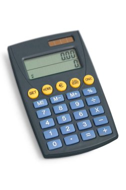 Arka plan üzerinde tek plastik hesap makinesi 