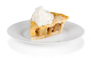 dilim elmalı turta beyaz arka plan üzerinde izole plaka üzerinde