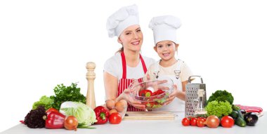 kız ve annesi birlikte yemek