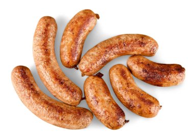 Beyaz arka plan üzerinde izole lezzetli Kızarmış sosis