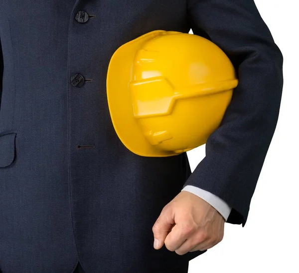 Business man holding helmet — Stock Photo, Image