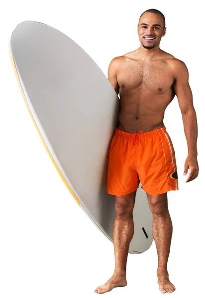Sörfçü bir surfboard holding — Stok fotoğraf