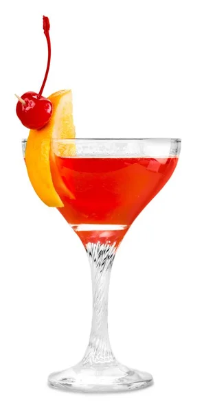 Bicchiere Cocktail Rosso Isolato Bianco — Foto Stock