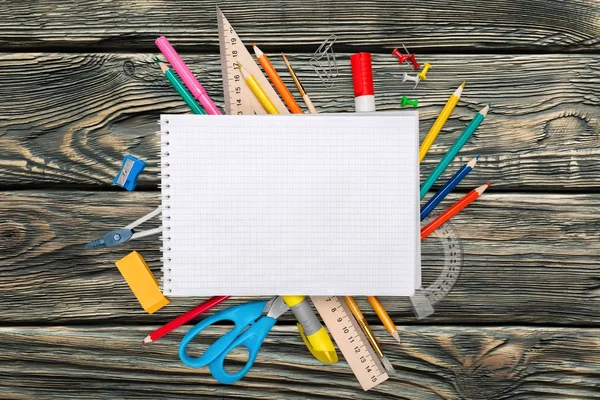 Školní psací potřeby složení — Stock fotografie