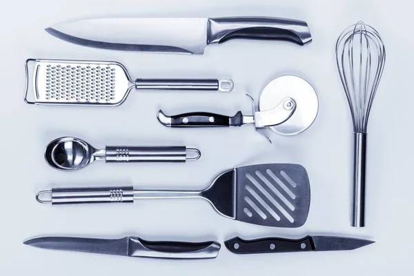 Kitchen Metal Utensils Background — Stock Photo, Image