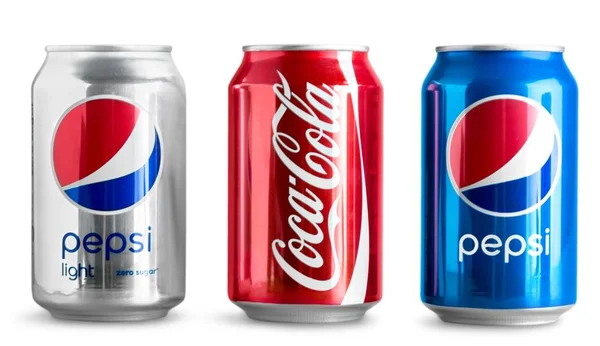 Pepsi y latas de coca cola — Foto de Stock