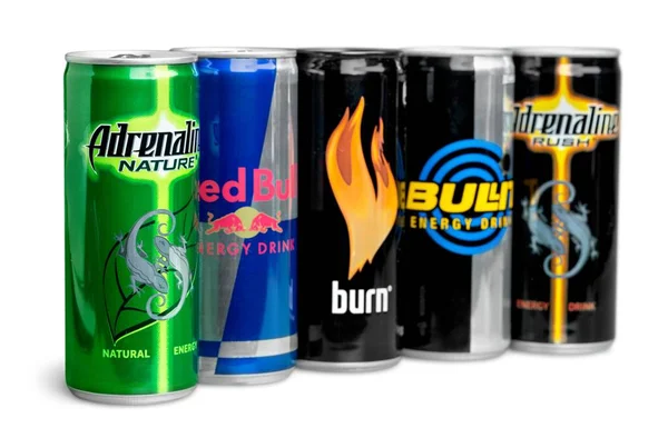 '' Energy drinks '' op wit — Stockfoto