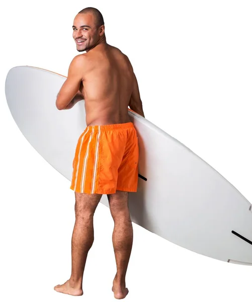 冲浪者持有的冲浪板 — 图库照片