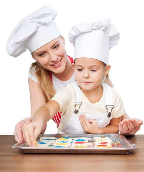 Ragazza e sua madre cucinare insieme — Foto Stock