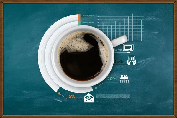 Café en tasse et formules d'affaires — Photo