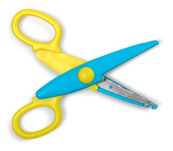 Open scissors on white — Stock Photo, Image