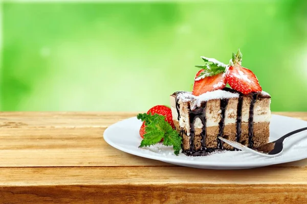 Pedaço de bolo de chocolate — Fotografia de Stock