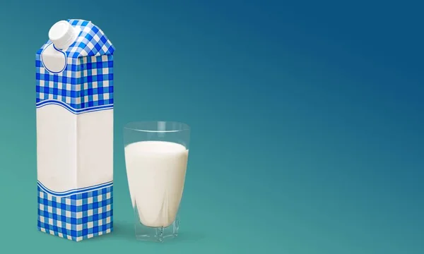 Melk Karton Pakket Glas Achtergrond — Stockfoto