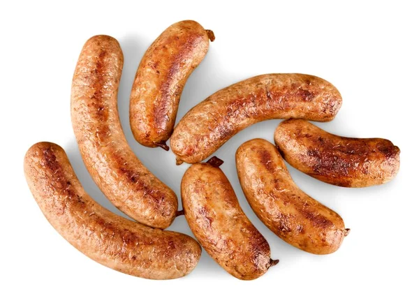 Beyaz arka plan üzerinde izole lezzetli Kızarmış sosis