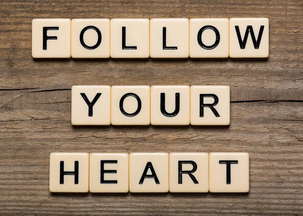 Wooden Blocks Follow Your Heart Sign — Stock Photo, Image